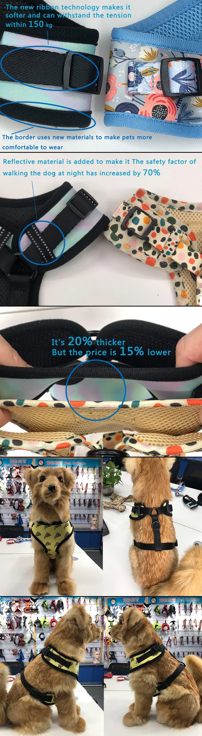 Eco-Friendly Pet Products 2021 Fashion Sublimation Dog Harness Personalized Custom Pattern Dog Supplies