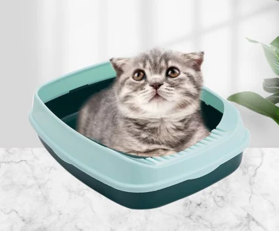 Boîte à litière pour chat Toilette pour chat semi-fermée Boîte à litière pour chat anti-éclaboussures détachable Fournitures pour animaux de compagnie pour chat