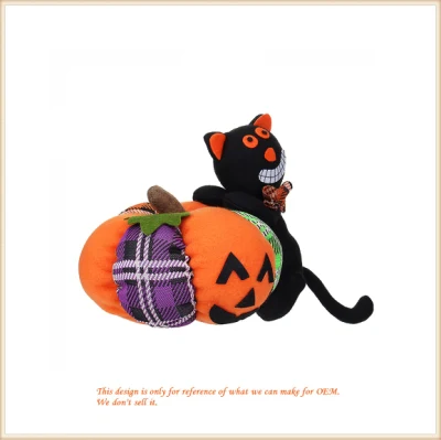 Jouet de chat citrouille farci/ peluches de décoration d'Halloween/ jouet en peluche de festival personnalisé